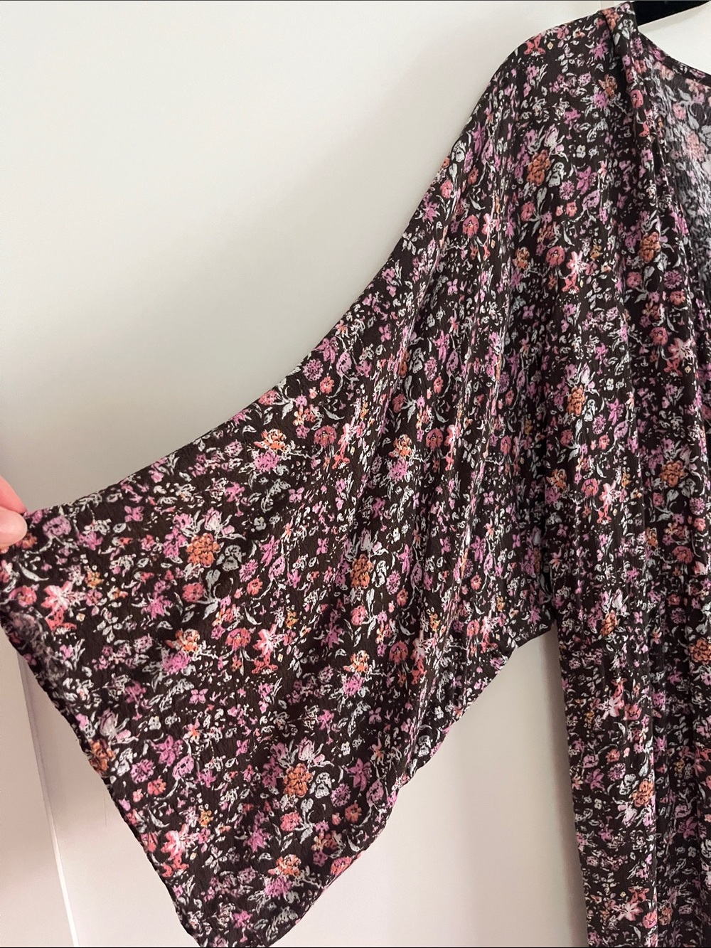 Garnet Hill Boho Floral Dress Brown Pink Rust Print 3/4 Sleeve Flowy Size 10 EUC - Picture 5 of 10